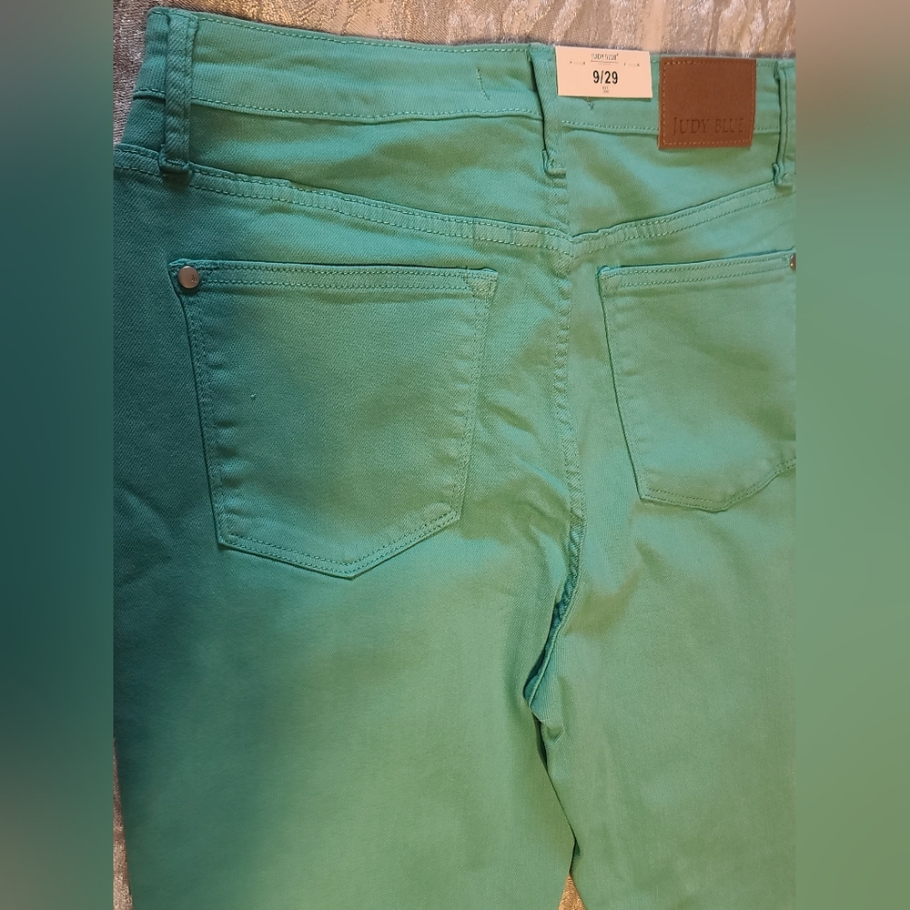 NWT Judy Blue Slim Fit, High Rise Aquamarine Women's Jeans Sz 9 - Picture 9 of 12